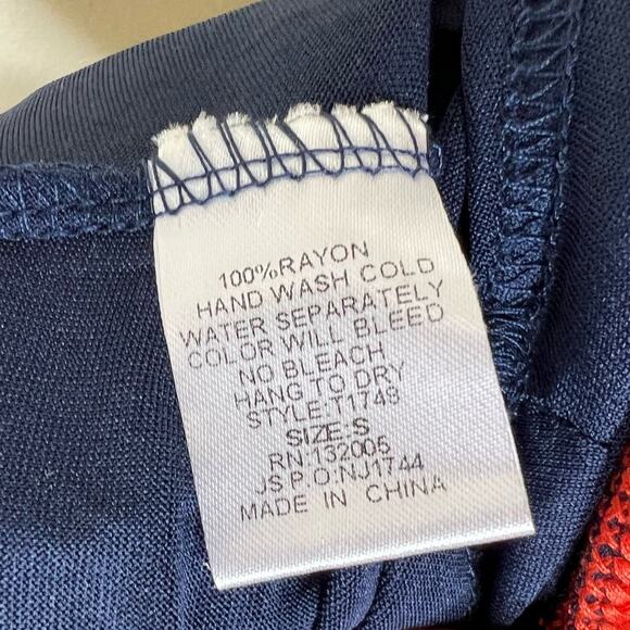 Entro Top Small Womens Blue Orange Embroidered Crinkle Gauze Rayon Boho Blouse - Picture 7 of 8